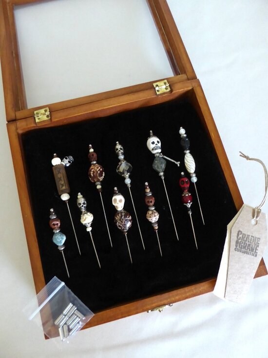 Cradle to Grave Curiosities Other - NEW VOODOO DOLL PIN DISPLAY BOX HANDCRAFTED PROP ODDITY CURIOSITIES